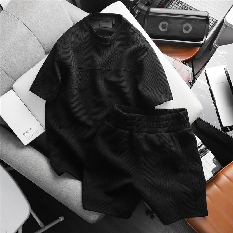 （Men's products） Đồ Bộ Quần áo Thể Thao Nam nữ mùa hè cộc tay mặc ở nhà Chất Xốp VÂN TRƠN cao cấp không nhăn thoáng mát Sogeum 6