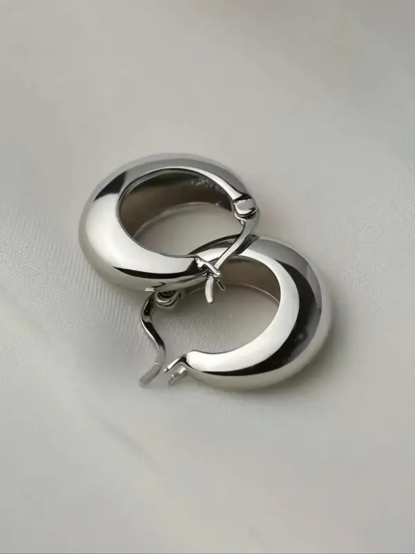 1 Pair Women's Elegant Minimalist Hoop Earrings, Trendy All-match Hoop Earrings, Fashionable Party Jewelry As Birthday Gift for Friends 4