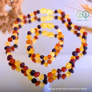 AMBER SEMUT - Kalung Amber Baltic untuk Bayi, Balita dan Anak Multicollor Matte [Free Gelang]