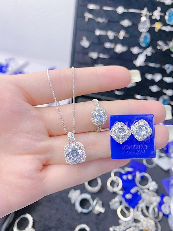 sét bộ vuông đá bạc ta cho nữ _Bạc đẹp Hải hạnh HHJ