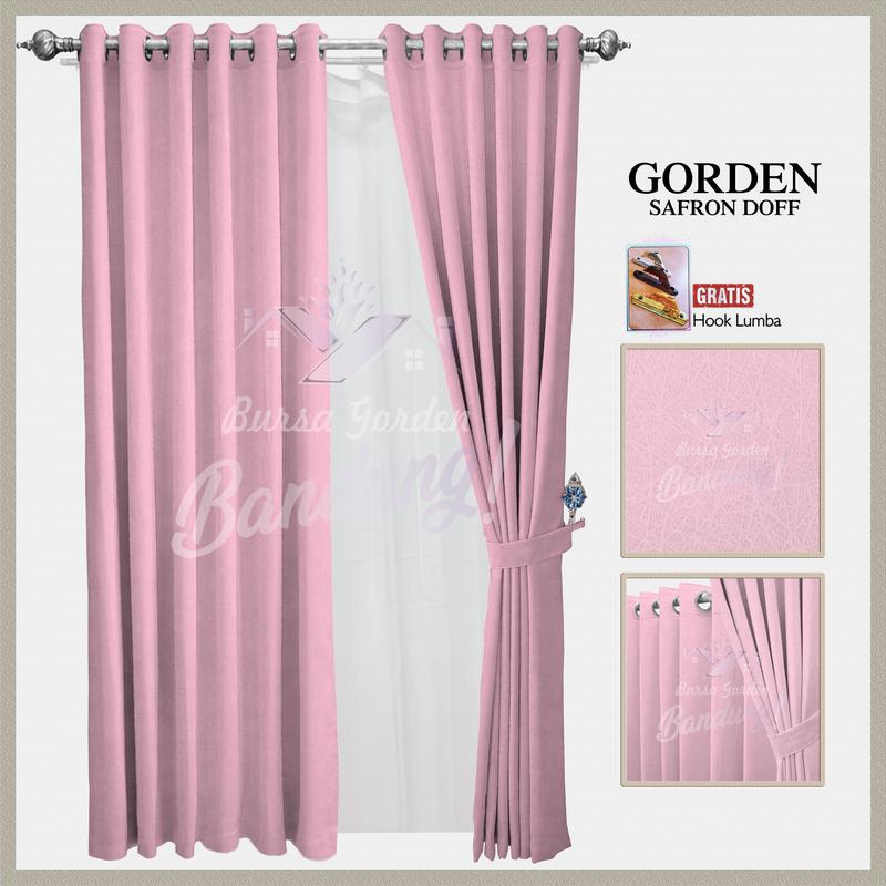 Gorden Jendela Minimalis Blackout Import Hordeng Pintu Aesthetic Tirai Pembatas Ruang Tamu Gordyn Smokring Safron 8