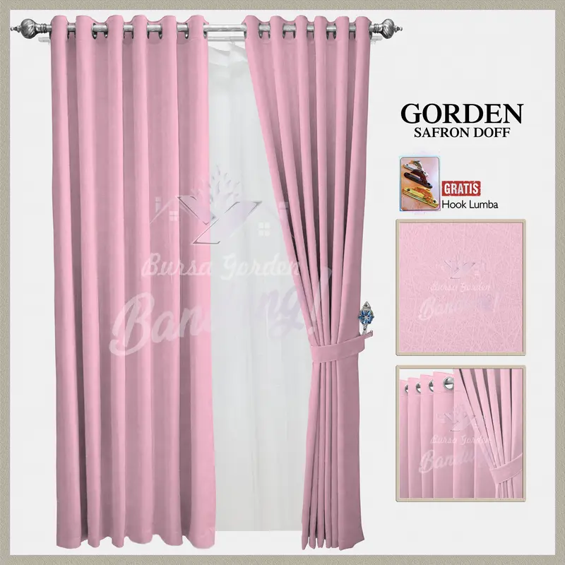Gorden Jendela Minimalis Blackout Import Hordeng Pintu Aesthetic Tirai Pembatas Ruang Tamu Gordyn Smokring Safron 8