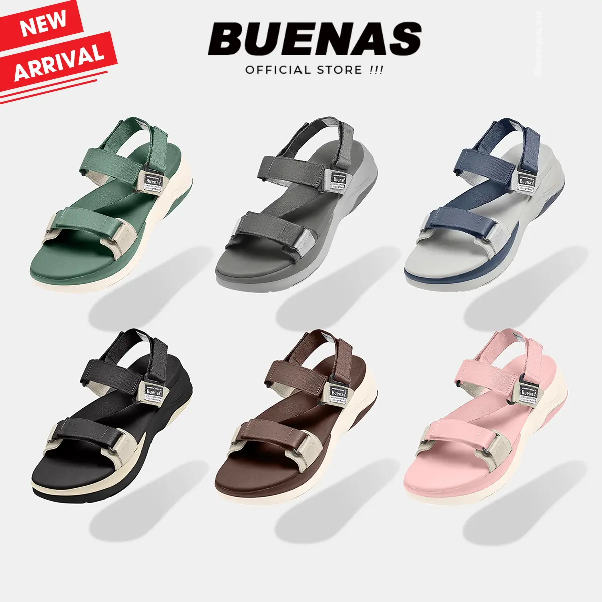 [MỚI RA MẮT] Giày sandal Buenas Chunky 2929 - dép quai hậu nam nữ unisex đi học quai chéo đế cao 6cm