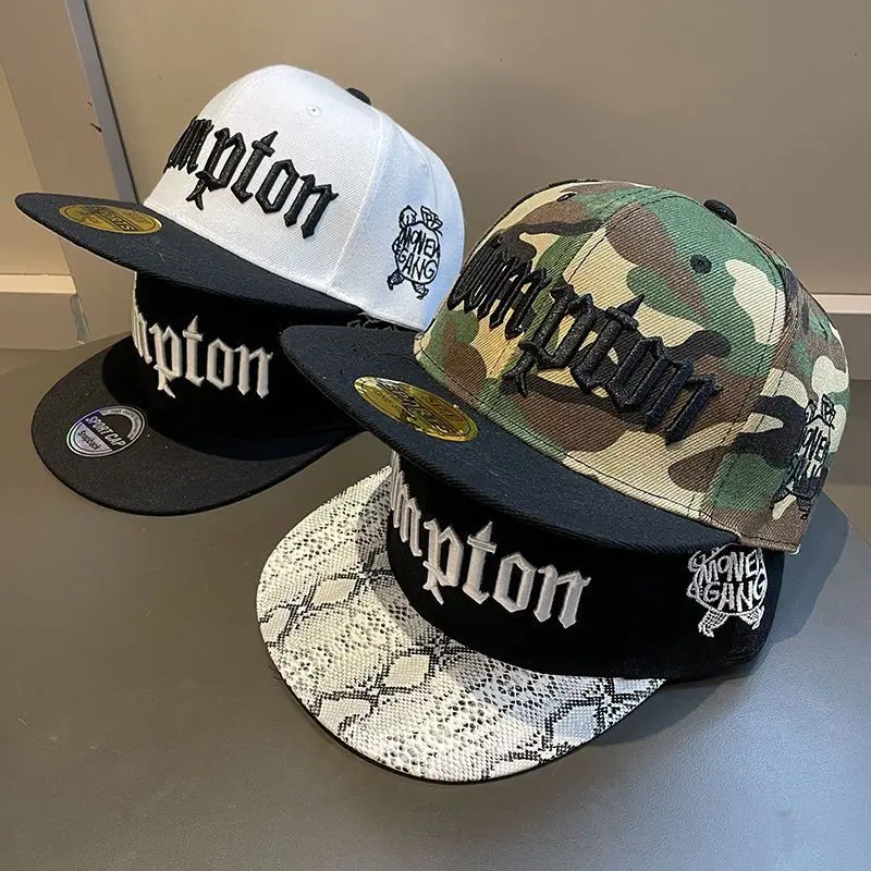 Mũ Bóng Chày Rộng Vành, Unisex, Thiết Kế Rằn Ri, Mũ Vành Phẳng, Thích Hợp Cho Chu Vi Đầu Lớn, Phong Cách Đường Phố Mỹ, Mũ Hip-Hop, Thích Hợp Cho Mùa Xuân Và Mùa Thu, Dễ Phối Đồ, Phụ Kiện Thân Thiện Với Học Sinh