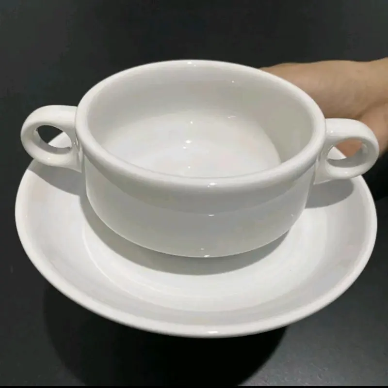 mangkok keramik zuppa asparagus sup 1 set (1 mangkok dan 1 tatakan)