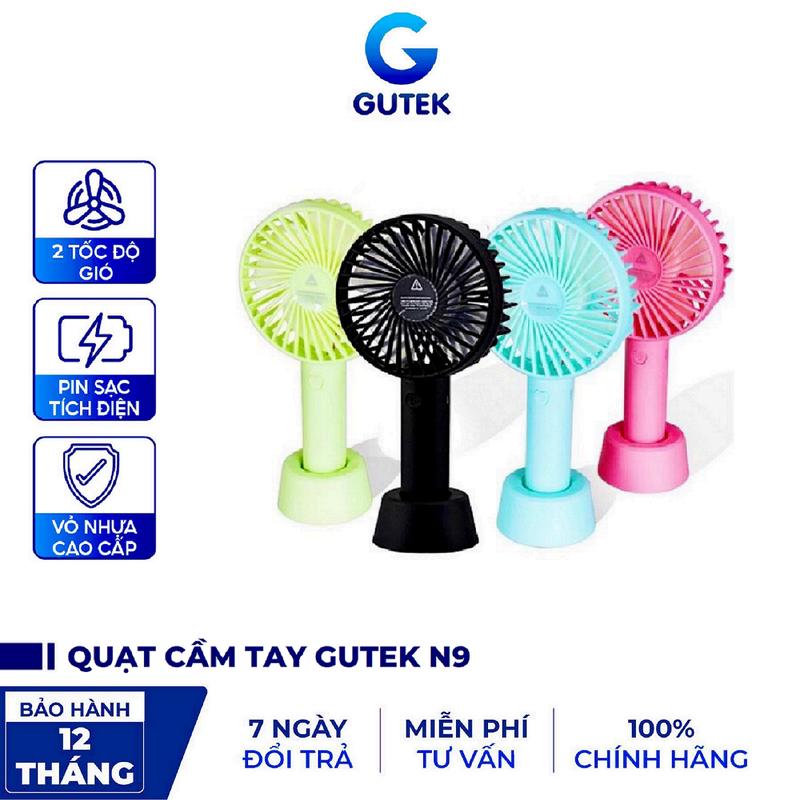 Quạt tích điện mini cầm tay để bàn nhỏ gọn 3 tốc độ gió N9 có pin sạc đi kèm