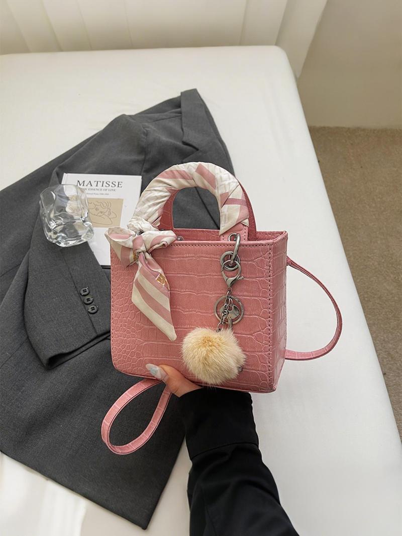 Product Introduction of Women's Fashionable Crocodile Embossed Crossbody Bag, Casual Versatile Shoulder Bag with Scarf Decor, Trendy All-match Commuter Bag for Daily Used 7