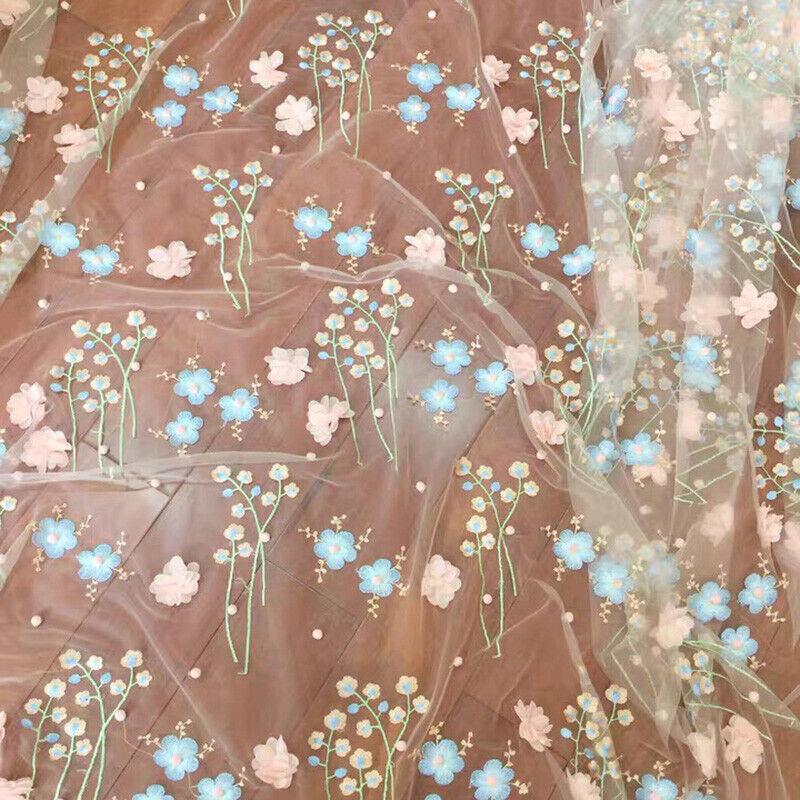 Vải ren thêu, lưới hoa, vải tuyn, váy đầm, rèm cửa tự làm, thủ công, 1 yard 5