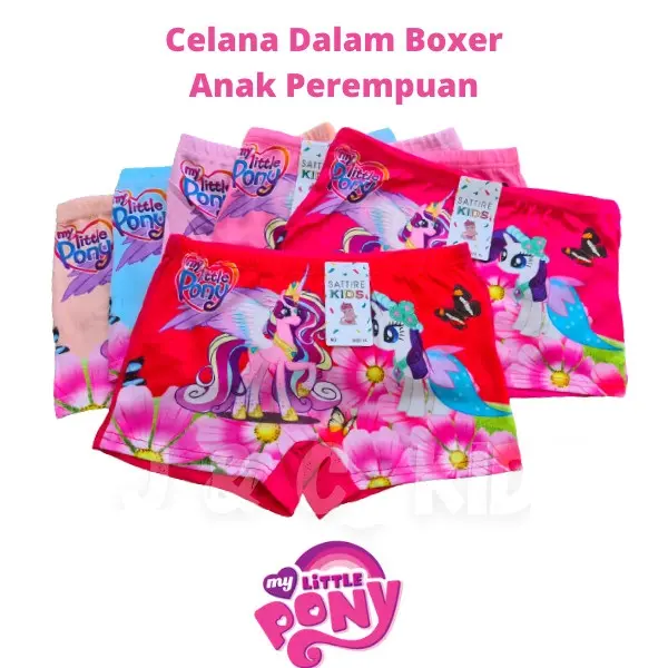 1 LUSIN | Celana Dalam BOXER anak Perempuan SATTIRE KIDS Motif PONY / CD Dalaman BALITA / SHORT anak Cewek IMPORT Fashion 3