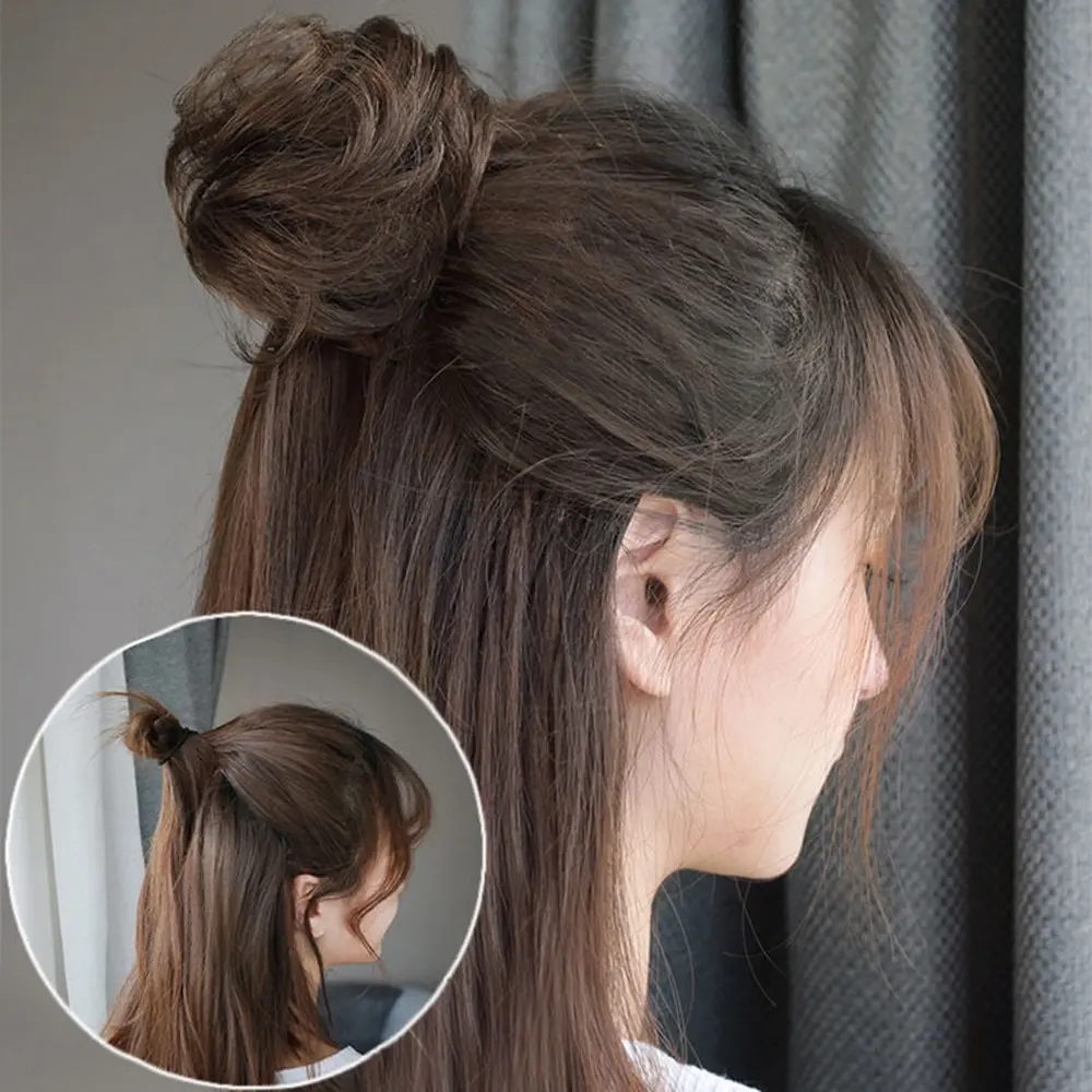 Tóc Giả Đầu Nụ Lông Mịn Tự Nhiên Cho Nữ, Kẹp Tóc, Tóc Nối Cô Dâu Đám Cưới, Phụ Kiện Đội Đầu