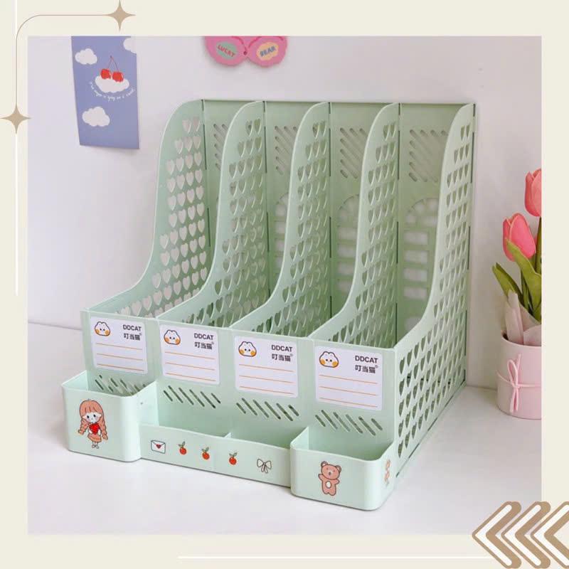 Giá Để Tài Liệu 4 Ngăn Kệ Nhựa Đựng Sách Đơn Giản Decor Bàn Học Tặng Kèm Sticker 3