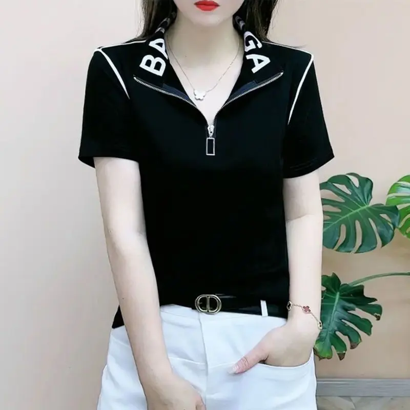 Áo Thun Nữ, ngắn Tay, Hàng Mới Về Mùa Hè, Áo Polo Giấu Kín, Thường Ngày Và Dễ Phối Đồ Thời Trang, Mỏng Vừa Vặn, Cao Cấp Và Dáng Rộng Vừa Vặn, Dành Cho Nữ