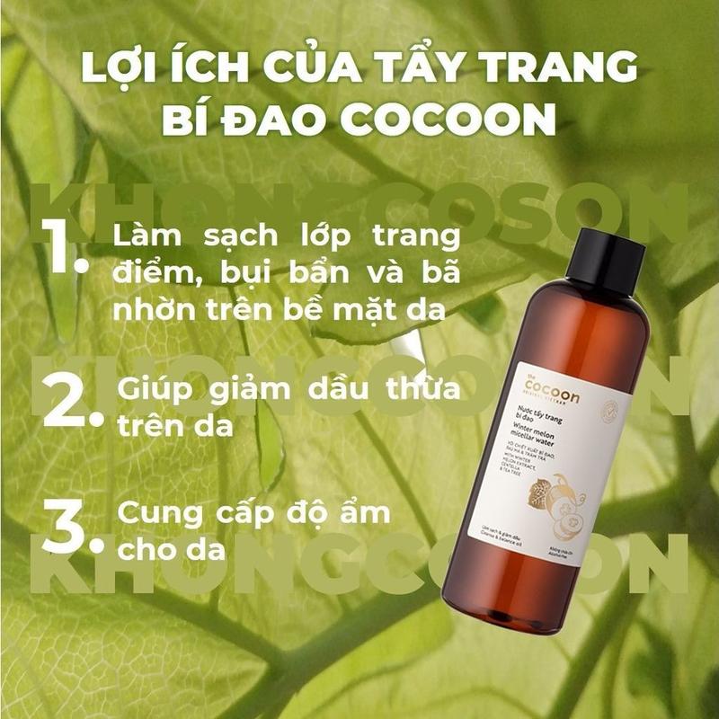 Nước tẩy trang bí đao Cocoon Winter Melon Micellar Water dịu nhẹ , sạch sâu , giảm dầu hiệu quả 50ml 2