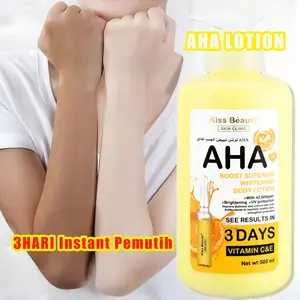 [500ml] Kiss Beauty AHA Body Lotion to Whitening & Moisturising | 3HARI Instant Pemutih Hand Body Lotion Pencerah Mencerahkan Melembabkan Sebagai Body Booster Lotion Pemutih Badan
