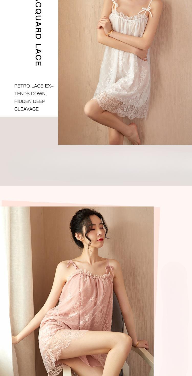 Product Introduction of New camisole lace nightgown, erotic lingerie, backless seduction, thin home wear, pajamas 6