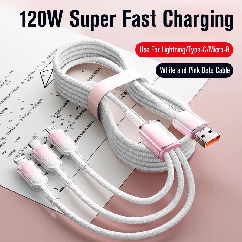 Cáp dữ liệu 3 trong 1 , gradient 120w, sạc siêu nhanh, cáp sạc thiết bị điện…