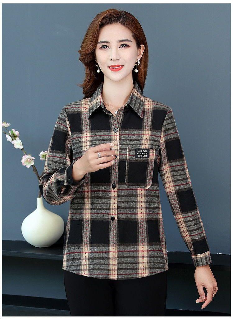 Product Introduction of Áo Sơ Mi Kẻ Sọc, Thời Trang Của Mẹ, Dáng Rộng Rãi Và Bó Sát, Dành Cho Phụ Nữ, Phong Cách Hàn Quốc, Áo Mặc Bên Ngoài Dễ Phối Đồ Thích Hợp Cho Phụ Nữ Trung Niên Top Women 16