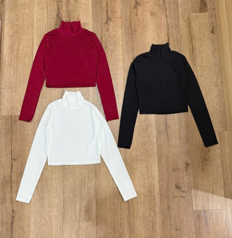 Combo3 Áo Thun Cổ Lọ Croptop Tay Dài 8P Nữ, Chất Liệu Tăm Lạnh, Dáng Ngắn, Mềm, Thoáng Mát, Form 39kg đến 55kg Tuỳ Chiều Cao