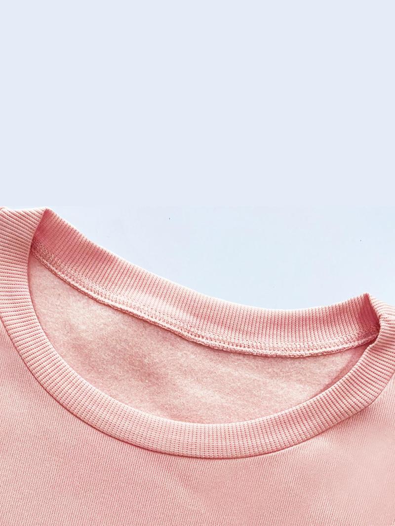 Product Introduction of Women's Letter Print Drop Shoulder Sweatshirt, Casual Long Sleeve Round Neck Pullover For Daily Wear, Ladies Clothes For All Seasons 7