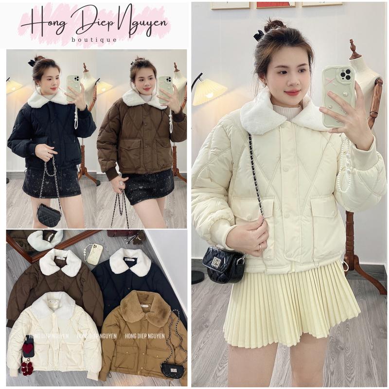 [DEAL MỞ BÁN]- Áo Khoác Phao Nữ Cổ Lông trần bông, trẻ trung sang chảnh hot hit 2025 - Màu Trắng Kem/Đen/Nâu Jacket Women Top áo khoác áo choàng áo phao AP02