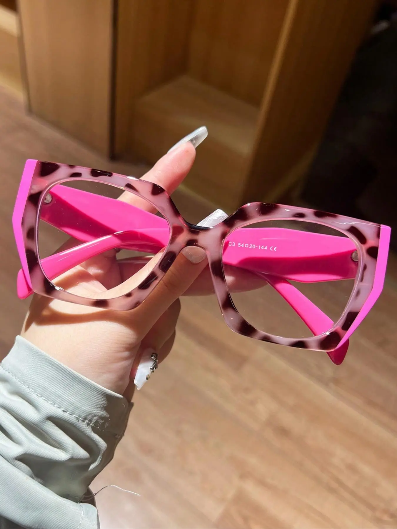 1 Pair Women's Geometric Design Frame Eyeglasses for Everyday Use, Y2k Style Casual Trendy Patchwork Eyeglasses with Blue Light Blocking Lens, Fashion Eyeglasses for Travel & Daily