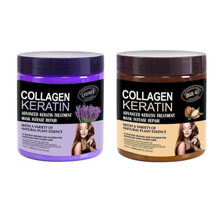 Kem ủ tóc COLLAGEN KERATIN Lavender Hạnh Nhân 1000ml - Dầu Xả Tóc Nữ Gội Đầu Tóc Khô Sơ Rối Gãy Rụng Women Ủ tóc HUNMUI Ủ tóc trứng cá Tầm CSX dầu gội đầu Gừng SADOER giảm gàu ngứa Kẽm Trà