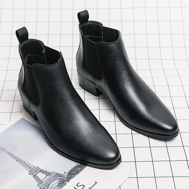 Chelsea Boots Men Classic Elastic Dress Boots Casual Men's Genuine Leather Chelsea Ankle Boots High Heel Shoes - TikTok Shop Philippines Chelsea Boots Men Classic Elastic Dress Boots Casual Men's Genuine Leather Chelsea Ankle Boots High Heel Shoes - TikTok Shop Philippines