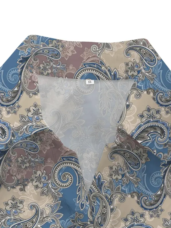 【Plus Size】 Paisley Print Curved Hem Shirt, Casual Long Sleeve Collared Top for Spring, Women's Plus Clothing for Daily Wear 7