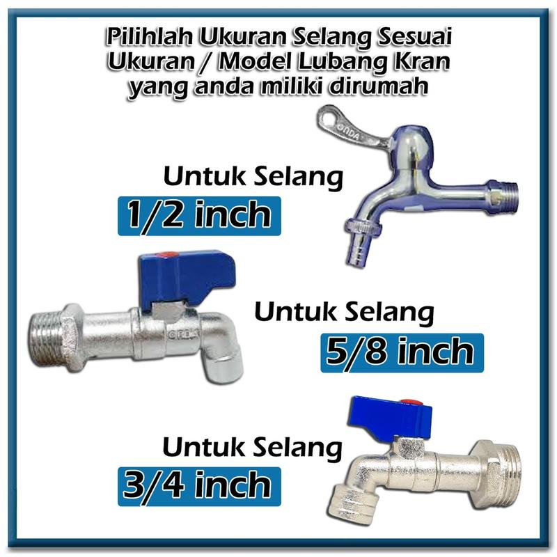SELANG AIR 5 METER 1 ROL 1/2 5/8 3/4 1 INCH SERAT BENANG TRANSPARANT SELANG TAMAN ALAT CUCI MOTOR MOBIL COD 6
