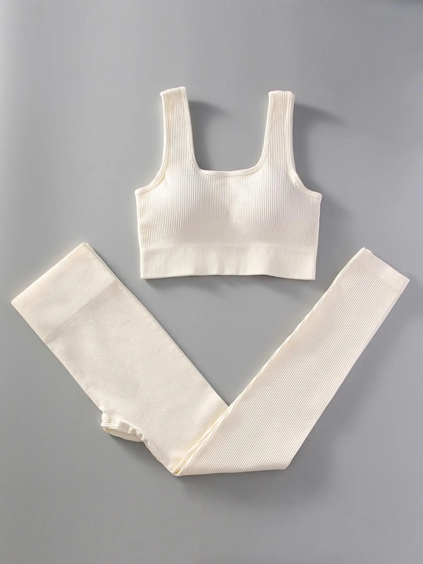 Women's 2pcs Solid Scoop Neck Crop Tank Top & High Waist Leggings Tracksuit Set, Sporty Breathable Outfits Tracksuits for Yoga Gym Workout, Summer Friday Set