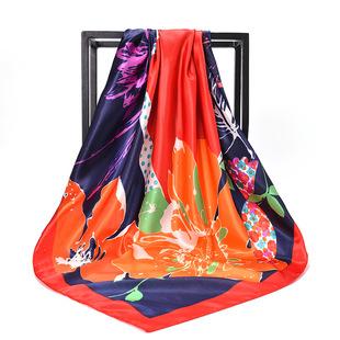 Product Introduction of French Arc de Triomphe Letter Print Scarf - 90cm Satin Square Shawl & Headscarf 2