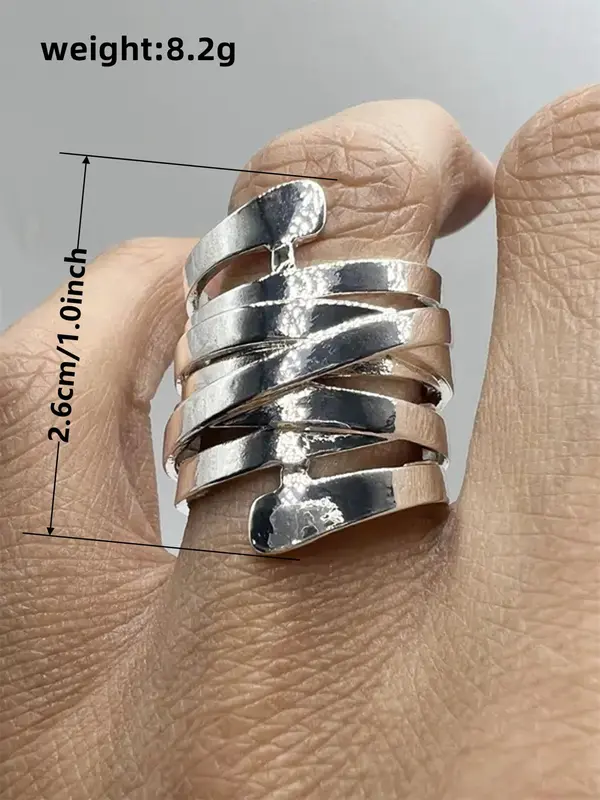 Vintage Hollow Out Geometric Design Wrap Ring, Fashion Accessories for Women, Trendy All-match & Exquisite Jewelry for Birthday Gift 1
