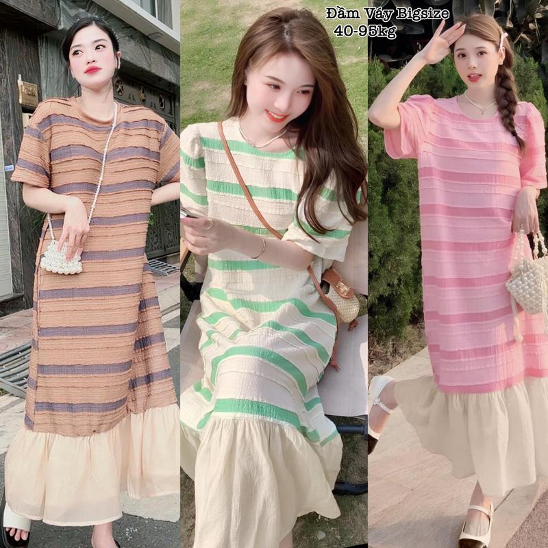 Váy Thiết Kế Bigsize Maxi Dáng Dài Đuôi CÁ Tiểu Thư Xinh Xắn  Vải Thun Xốp Cao Cấp Thích Hợp Đi Biển, Dự Tiệc 40-95kg Women Nữ Dress Voan Kem - 2295