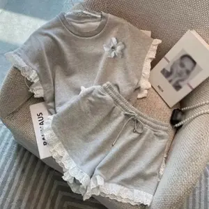 Setelan anak perempuan renda bunga lucu terbaru