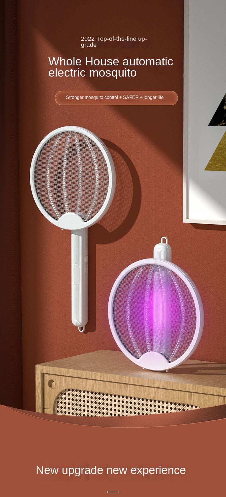 Product Introduction of [Planet] Folding Electric Mosquito Swatter Electric Shock Mosquito Swatter USB Mosquito Killers Rechargeable Household Two-in-One Mosquito Killing Lamp 0