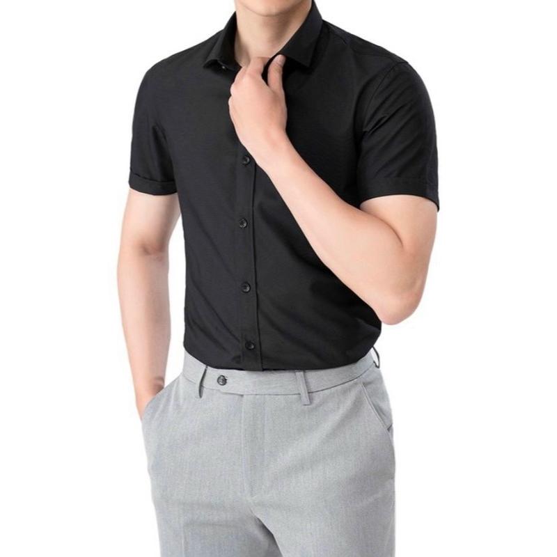 SƠ MI CỌC TAY ZOCO VẢI LỤA Trơn Cotton Cổ Tròn Áo Nam Menswear 3