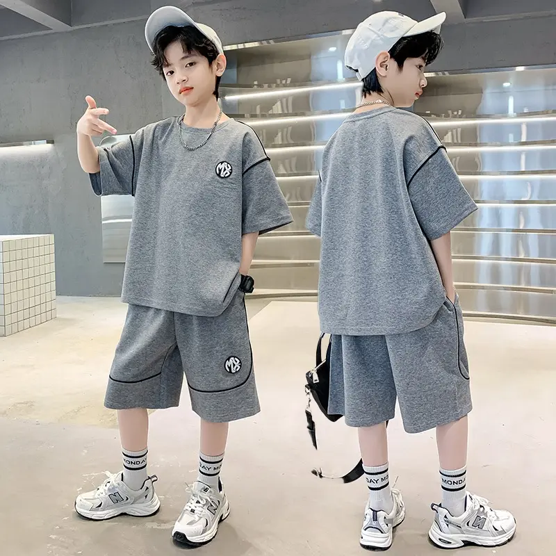 Bộ Đồ Bé Trai Mùa Hè Mới Phong Cách Hàn Quốc Quần Áo Trẻ Em Thể Thao Trẻ Em Bộ Hai Món Cho Bé Trai Lớn
