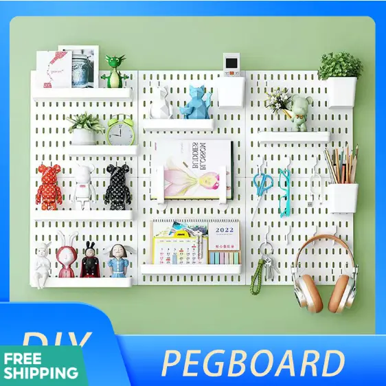 C.Pegboard set combination wall storage kit accessories hook storage box wall-mounted display pegboard/home storage/wall storage rack Organiser Installation