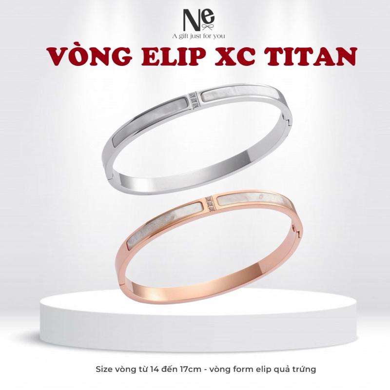   Tặng Hộp  Vòng tay  14-17cm  titan XC XACU màu bạc form Elip không đen rỉ - Titan Phụ Kiện cho nữ - form quả trứngg  không tròn  