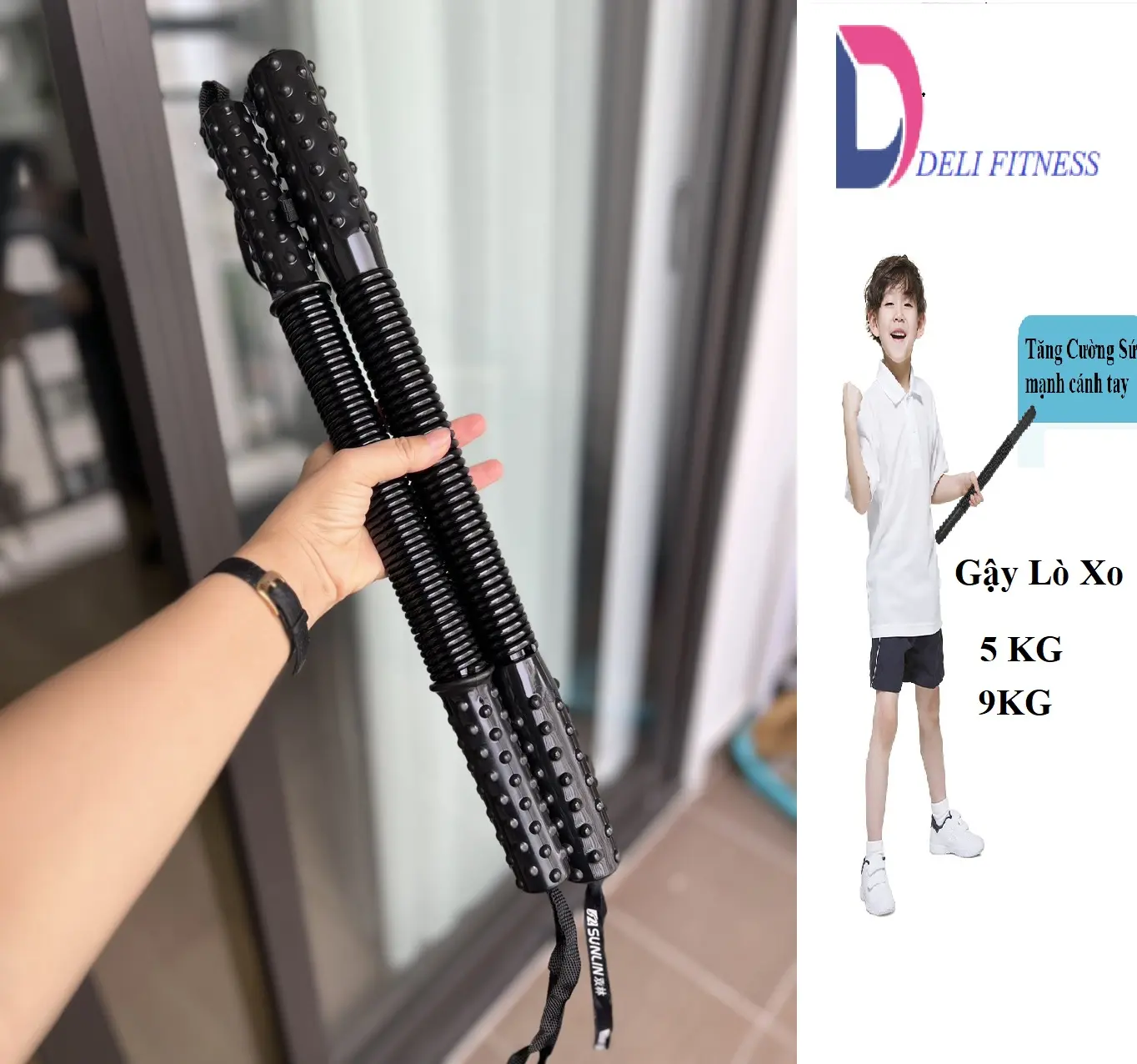 Gậy Lò Xo 5kg, 7kg, 9Kg  gậy bẻ tập cơ tay, cơ vai và giúp phát triển các nhóm cơ dành cho các bạn trẻ, học sinh dùng cải thiện sức khỏe, giảm căng thẳng, giải phóng thời giamn dùng điện thoại hoặc thiết bi điện tử