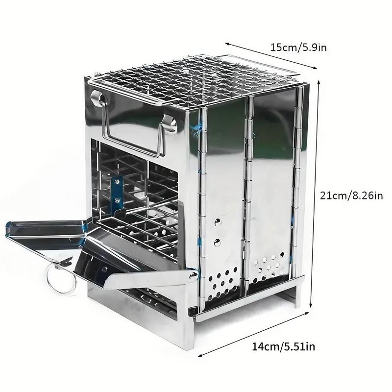 Portable Foldable Barbecue Grill, 1 Count Stainless Steel Small Lightweight Barbecue Stove, Multifunctional Stove for Camping, Picnic, Barbecue 1