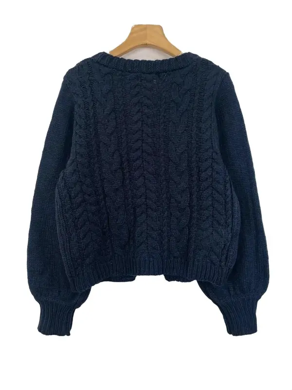 Women's Plain Tie Front Cable Knit Cardigan, Casual Long Sleeve Knitting Outerwear for Fall & Winter, Women's Knitwear for Daily Wear 1
