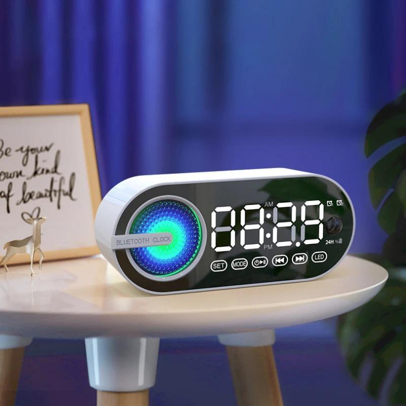 Mini Wireless Bluetooth Speaker LED Plastic  Alarm Clock Multifunctional Stereo Speaker  Smartphone TF Card FM Colorful Lighting  Portable Small Alarm Clock Audio 1