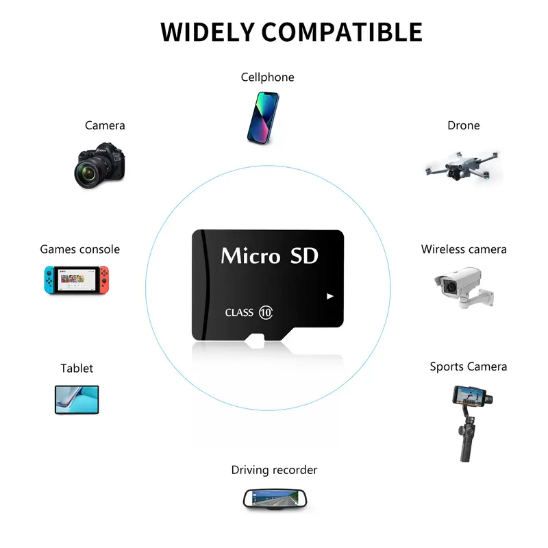 Thẻ nhớ Micro SD, U3, có các tùy chọn dung lượng 128GB, 64GB, 32GB, V30, C10, 16GB, 8GB, 4GB, 2GB, 1GB, 512MB, 256MB, 128MB, A1, Thích hợp cho điện thoại, Thẻ Microsd 1