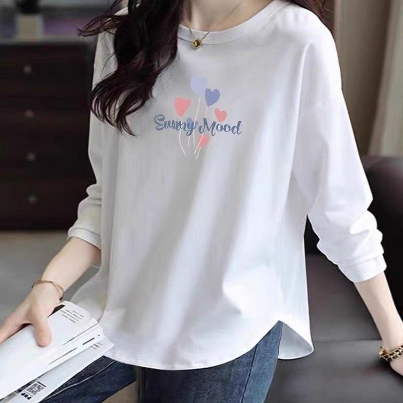 Áo Trắng, Cổ Tròn, Dài Tay, Mặc Trong, Dáng Rộng Vừa Vặn, Thiết Kế Mới 2024, Phong Cách Hàn Quốc, Thích Hợp Cho Mùa Xuân Và Mùa Thu, Dễ Phối Đồ Của Số Lượng Ít 4