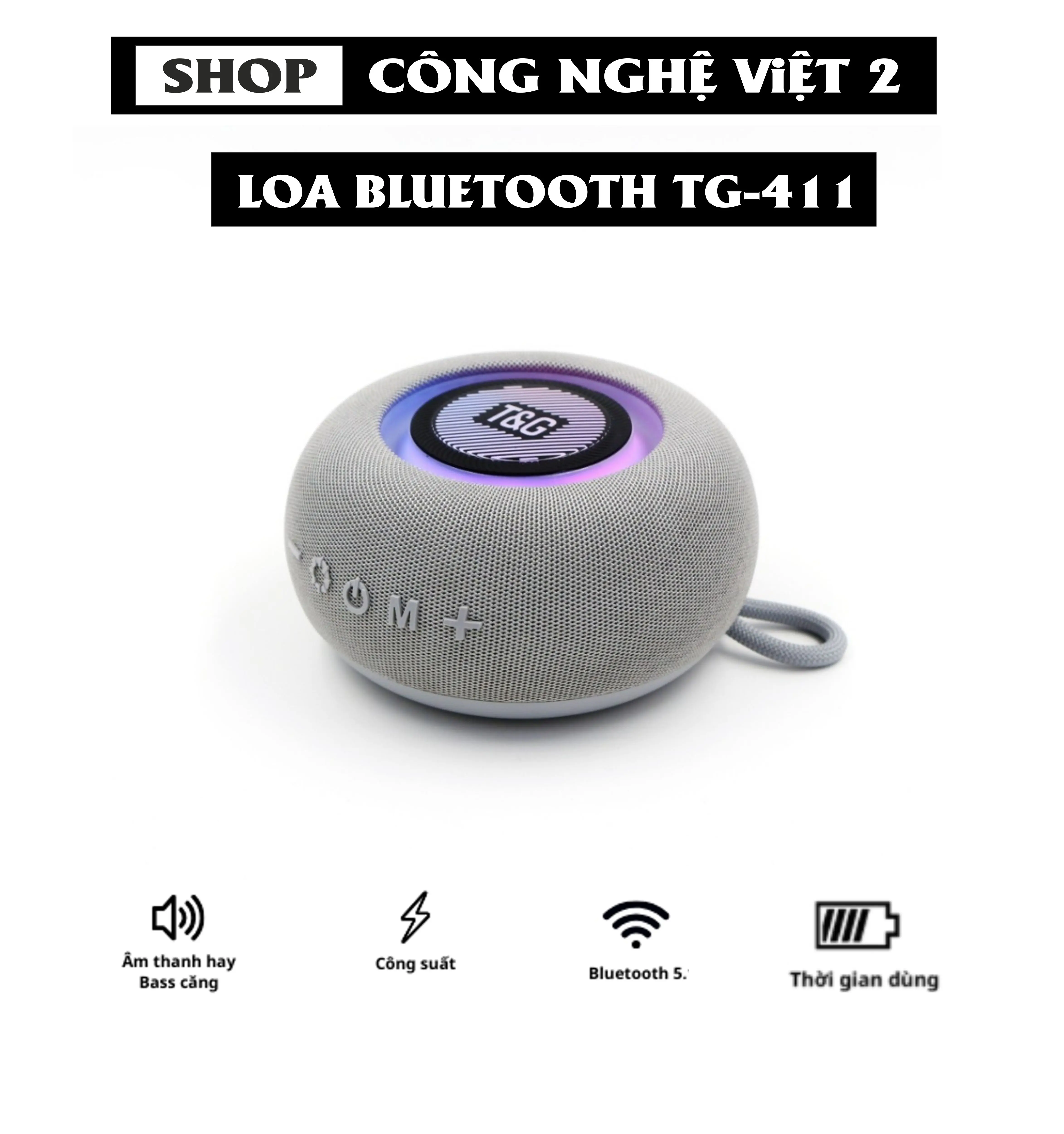 Loa Bluetooth TG-411 Thiết Kế Cực Đẹp. Loa TG 411 Công Suất 20W Hỗ Trợ Kháng Nước IPX6. Bảo Hành 12 Tháng Củ Loa Led Nghe Nhạc