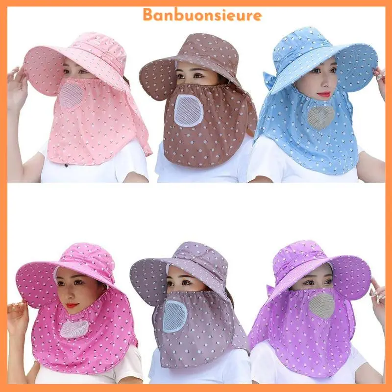 Mũ nón chống nắng vành rộng có khẩu trang 2 lớp bảo vệ sức khoẻ, chống nắng, chống bụi đi làm đi chơi đi biển hiệu quả