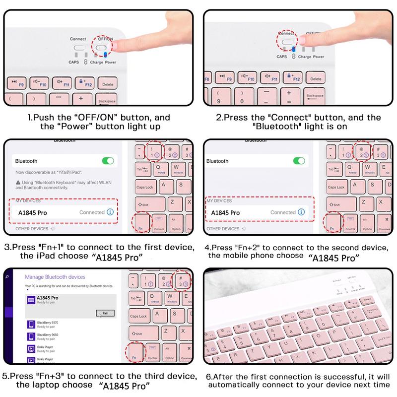 Bluetooth Keyboard Wireless + Mouse Combo USB Lightweight Portable 10 Inch For Pad Phone Tablet Bluetooth Keyboard Wireless + Mouse Combo USB Lightweight Portable 10 Inch For Pad Phone Tablet