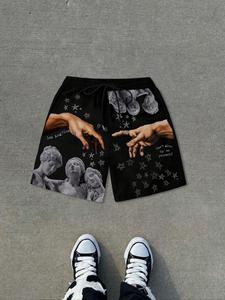 Shorts para hombre con estampado de creatividad, corte regular, shorts gráficos casuales de calle con cintura elástica para verano, prendas inferiores para uso diario