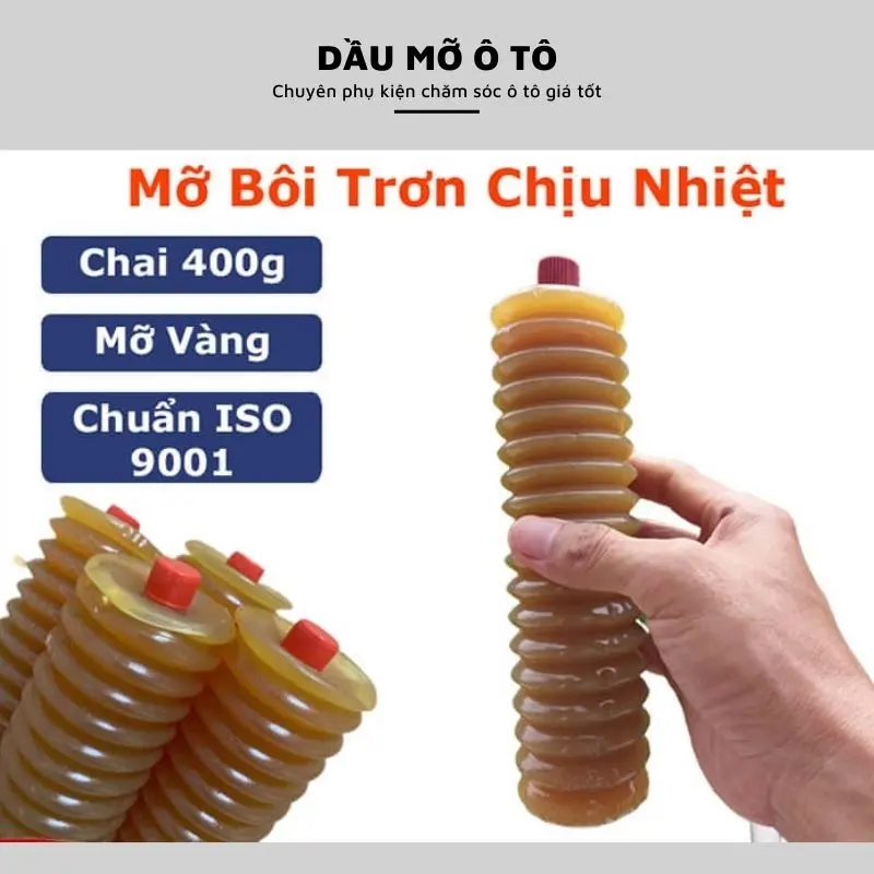 Mỡ Sâu, Mỡ Bò Bôi Trơn Chịu Nhiệt Đóng Chai Dạng Con Sâu Vàng Chai 400g Grease Lithium Crystal L3 - Sieuthioto